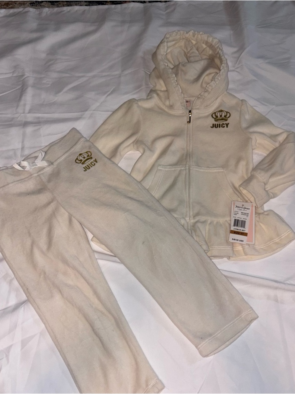 Juicy Couture Cream Hooded Zip Hoodie & Joggers Set